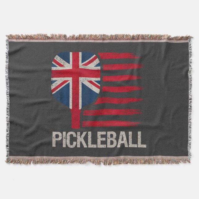 Pickleball Player Paddle Uk Flag  Throw Blanket (Front)