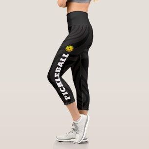 Pickleball Player Personalized Black White  Capri Leggings