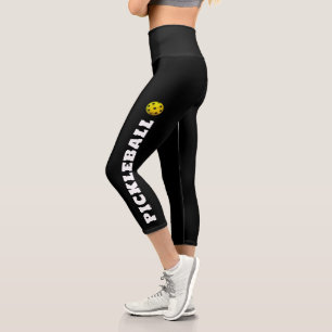 Pickleball Player Personalized Black White  Capri Leggings