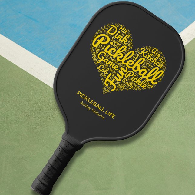 Pickleball Player Personalized Name Word Art Pickleball Paddle (Personalize with text and name,  see collection for other gifts with this design on.)