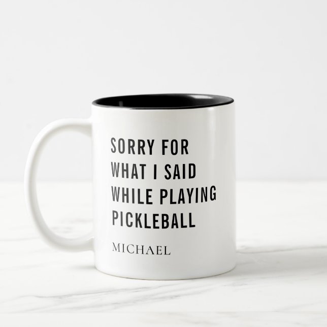 Pickleball Player Personalized Office Coworker Two-Tone Coffee Mug (Left)