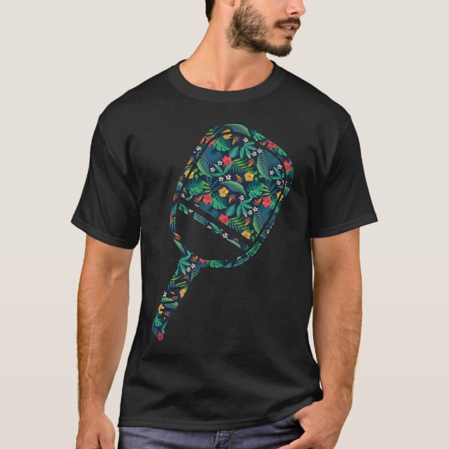 Pickleball Player Pickleball Paddle Tropical T-Shirt (Front)