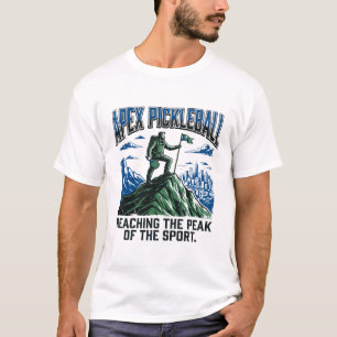 Pickleball Player Reaching The Mountain Peak Skyli T-Shirt