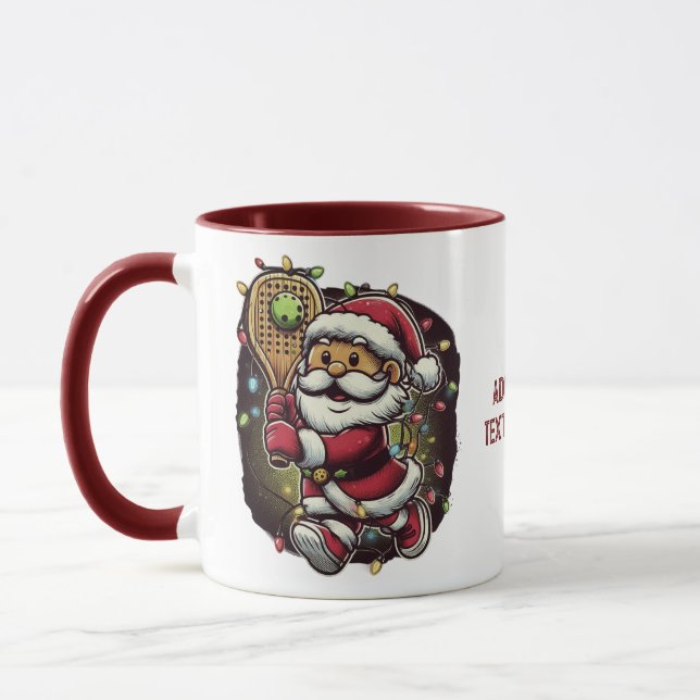 Pickleball Player Santa Christmas Pickleball Mug (Left)