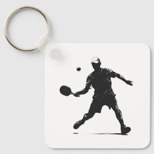 Pickleball Player Silhouette Sport Design Keychain