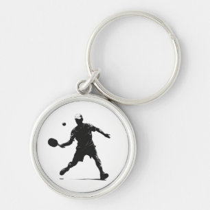 Pickleball Player Silhouette Sport Design Keychain