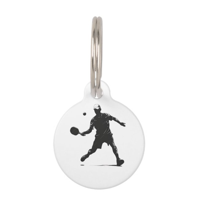 Pickleball Player Silhouette Sport Design Pet Tag (Front)