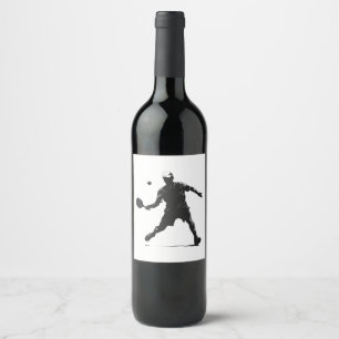 Pickleball Player Silhouette Sport Design Wine Label