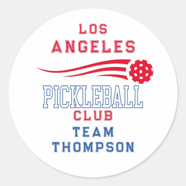 Pickleball Player Tournament Pickle Club Team Trip Classic Round Sticker (Front)