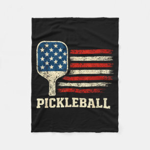 Pickleball player us flag american paddleball love fleece blanket