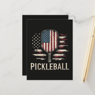 Pickleball Player US Flag Retro Paddleball Announcement Postcard