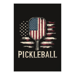 Pickleball Player US Flag Retro Paddleball Photo Print