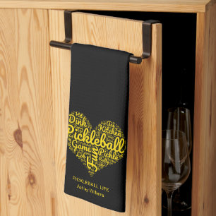 Pickleball Player Word Art Heart Personalized Kitchen Towel