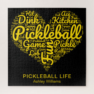 Pickleball Player Word Art Typography Personalized Jigsaw Puzzle