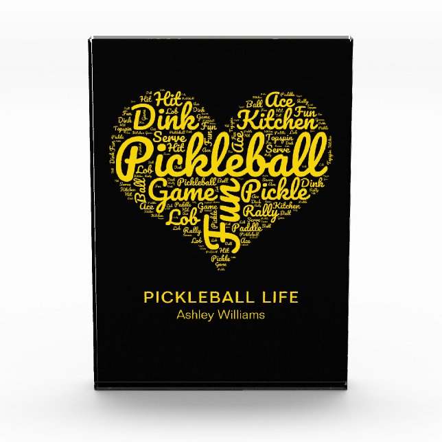 Pickleball Player Word Art Typography Personalized Photo Block (Front)