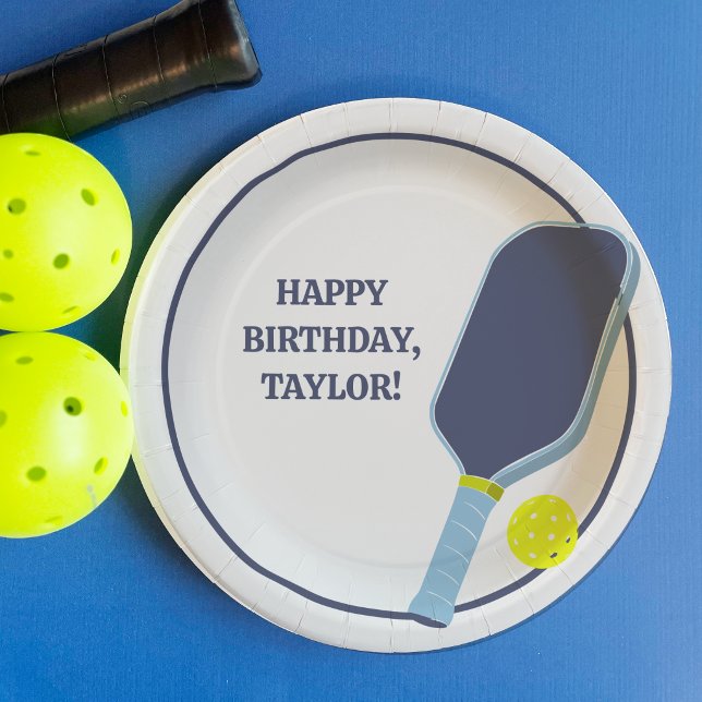 Pickleball Players Custom Message Birthday Paper Plate (Creator Uploaded)