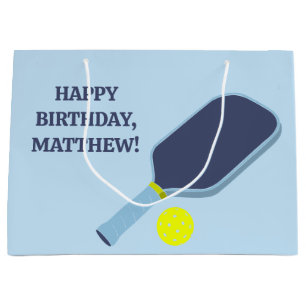 Pickleball Players Light Blue Personalized Large Gift Bag