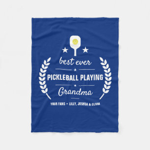 Pickleball Playing Best Grandma Grandpa Custom Fleece Blanket