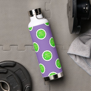Pickleball Polka Dots Lavender and Green Water Bottle