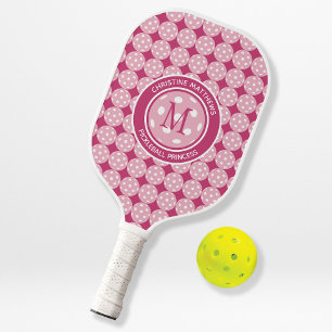 Pickleball Princess Custom Quote Name Initial Pink Paddle