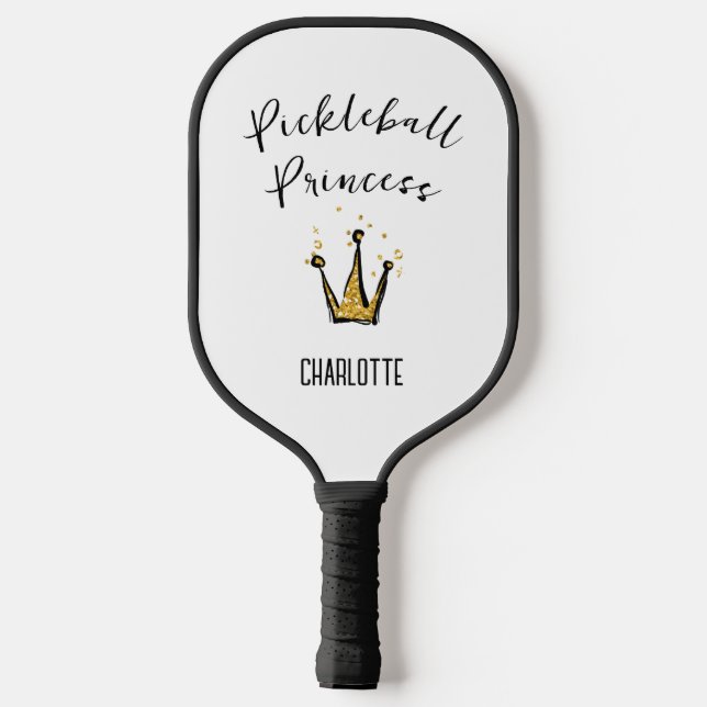 Pickleball Princess Gold Glitter Custom Name Pickleball Paddle (Back)