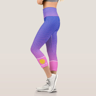Pickleball Print  Colourful Polka Dots Custom Text Capri Leggings