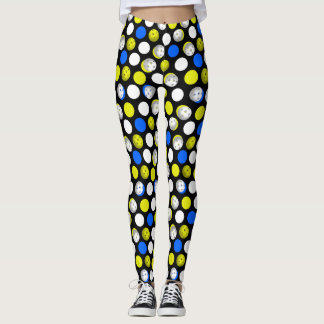 Pickleball Print - green white blue polka dots Leggings