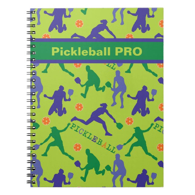 💚🎾 Pickleball PRO - custom text Notebook (Front)