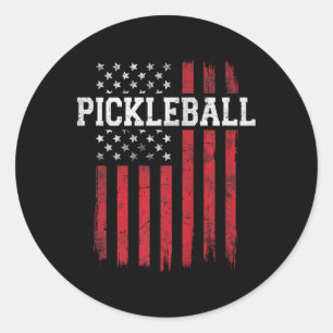 Pickleball Proud American Flag Usa Patriot Patriot Classic Round Sticker