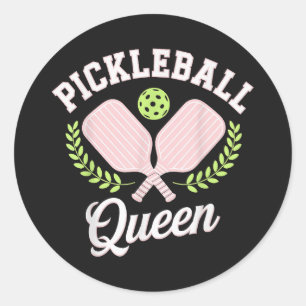 Pickleball Queen Funny Pickleball Player Classic Round Sticker