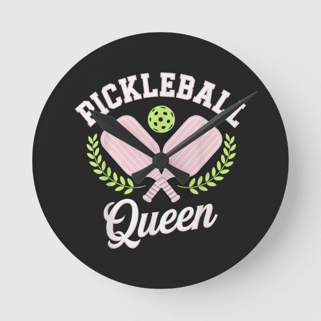 Pickleball Queen Funny Pickleball Player Round Clock (Front)
