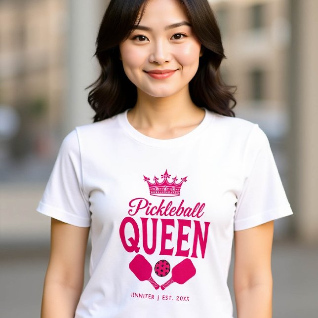 Pickleball Queen Funny Pink Personalized Gift Tri-Blend Shirt (pickleball gift for her funny tshirt women birthday christmas mom girfriend personalized pink club)