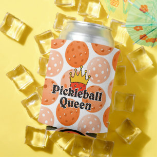 Pickleball Queen Orange Ball in Crown Personalized Can Cooler