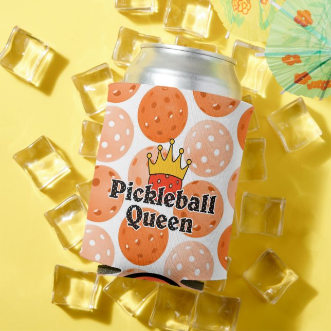 Pickleball Queen Orange Ball in Crown Personalized Can Cooler (In Situ Summer)