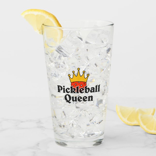 Pickleball Queen Orange Ball in Crown Personalized Glass (Front Ice)