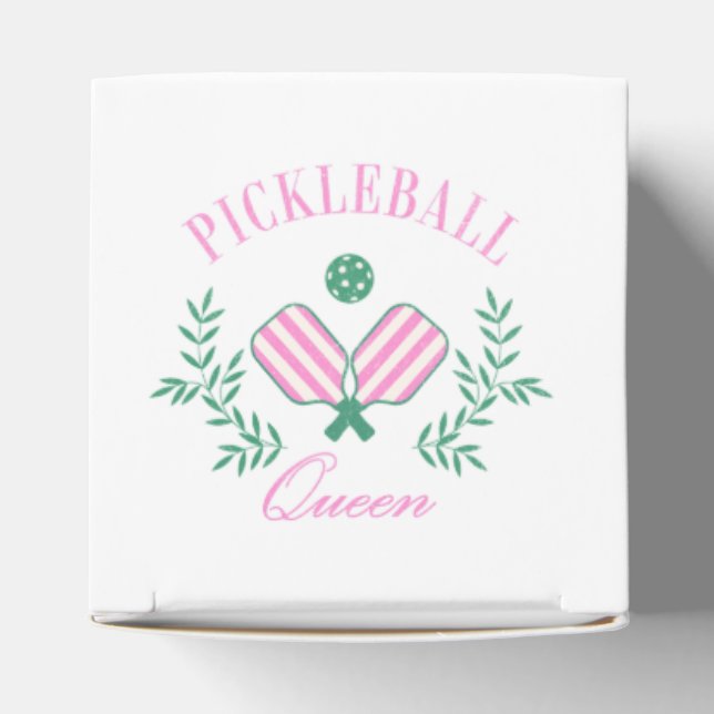 Pickleball Queen | Pink and White Striped Favor Box (Top)