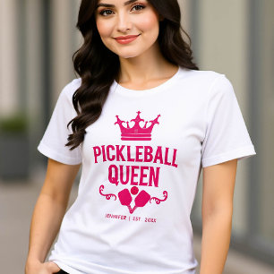 Pickleball Queen Pink Personalized Gift Funny Tri-Blend Shirt