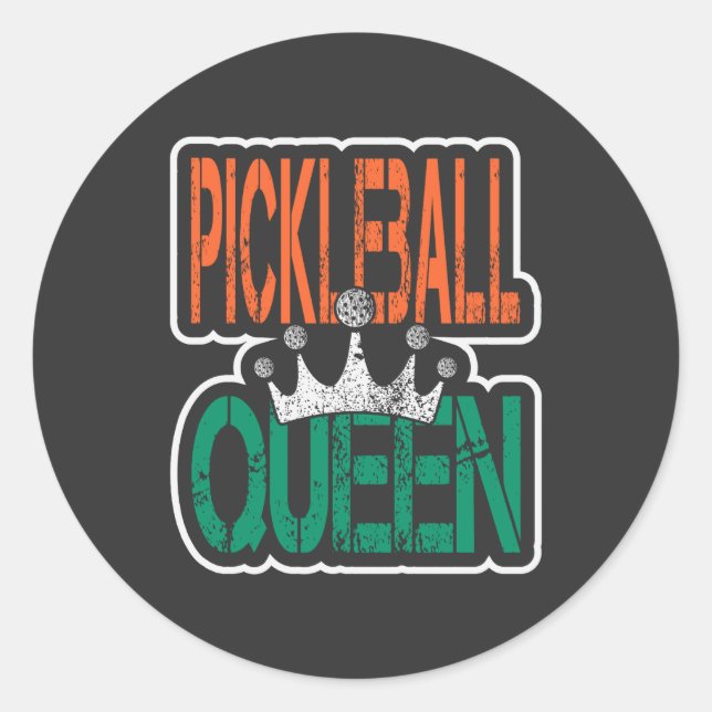 Pickleball Queen - Regal Court Elegance Classic Round Sticker (Front)