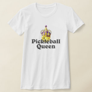 Pickleball Queen, Yellow Ball Purple, Gold Crown T-Shirt