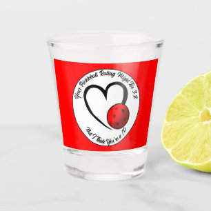 Pickleball Rating Valentine Heart Red and White Shot Glass