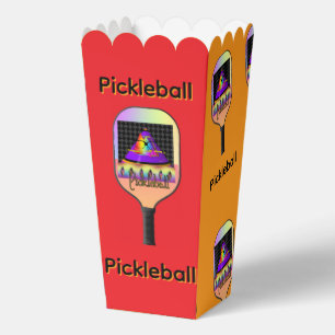 Pickleball Red And Orange Popcorn  Favor Box