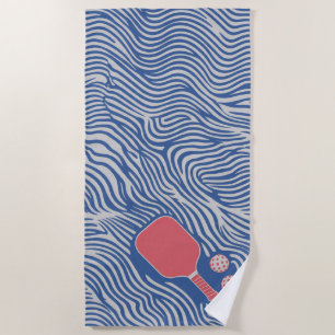 Pickleball Red Paddle Beach Towel For Vacations