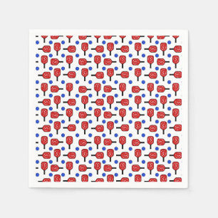 Pickleball Red White Blue Paddles and PickleBalls Napkin