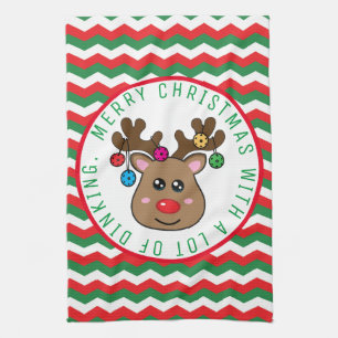 Pickleball Reindeer Kitchen Towel