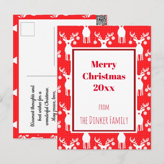  Pickleball Reindeers Merry Christmas 🎁   Postcard (Front/Back)