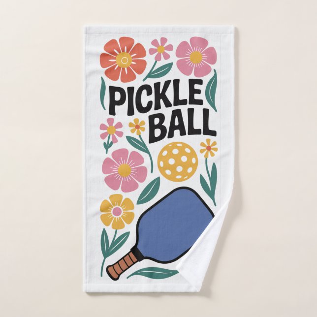 Pickleball Retro Floral Paddle Sports Hand Towel (Hand Towel)