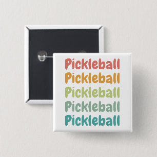 Pickleball Retro Pickleball Player 2 Inch Square Button
