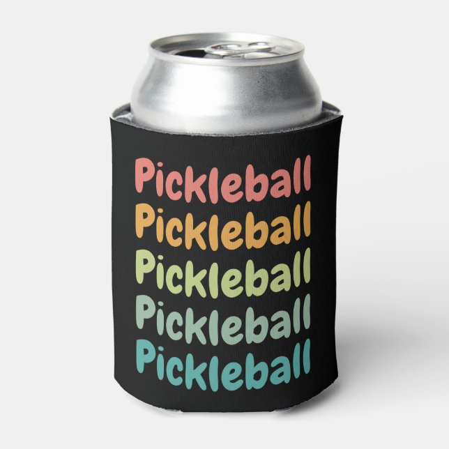 Pickleball Retro Pickleball Player  Can Cooler (Can Front)