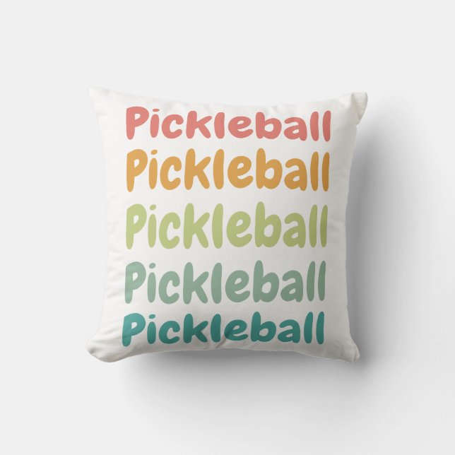 Pickleball Retro Pickleball Player Throw Pillow (Front)