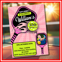 Pickleball RETRO Pink Sports PHOTO Birthday